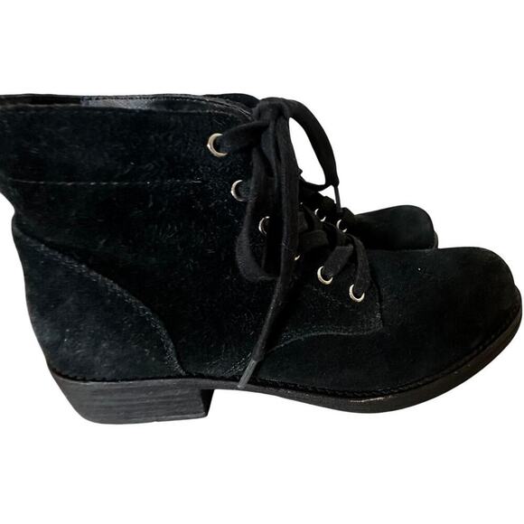 Sam Edelman Bleecker Black Suede Leather Ankle Booties Womens Sz. 7.5 Lace Up LN - Picture 3 of 16